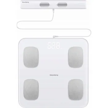 Osobní váha Klausberg KOUPELNOVÁ VÁHA S MĚŘENÍM TUKU A TĚLESNÉHO SLOŽENÍ, CHYTRÁ, BT, KB-7853 BÍLÁ