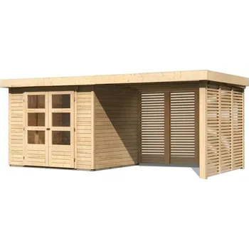 Zahradní stavba KARIBU HOLZTECHNIK dřevěný domek KARIBU ASKOLA 3 + přístavek 280 cm (9175) natur LG3182