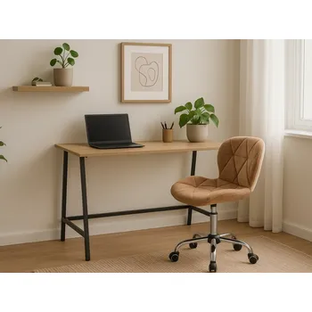 Kancelářská sestava Set do pracovny stůl TAYLOR SONOMA 100x50 cm + křeslo AVOLA VELVET světle hnědé