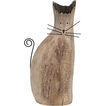 Dřevěná figurka kočky s fousky – 26 cm