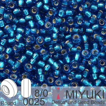Korálek Korálky Miyuki Round 8/0. Barva 0025 S/L Capri Blue . Balení 5g