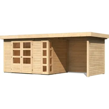 Zahradní stavba KARIBU HOLZTECHNIK dřevěný domek KARIBU KERKO 4 + přístavek 240 cm včetně zadní a boční stěny (82942) natur LG2973