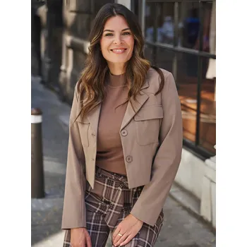 Dámské tričko Zoso krátké košilové sako Ria mocha Velikost: L