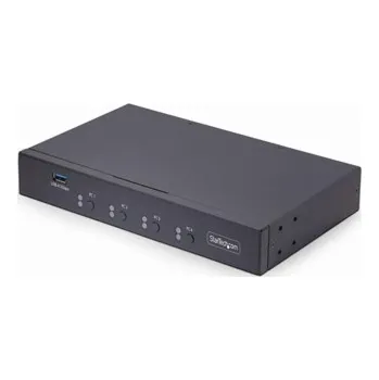 Switch StarTech.com 4-Port KM Switch with Mouse Roaming, USB Switch for Keyboard/Mouse, 3.5mm and USB Audio, Peripheral Sharing for 4 Computers, USB 3.0 Switcher, TAA Compliant - Hotkey/Pushbutton Switching