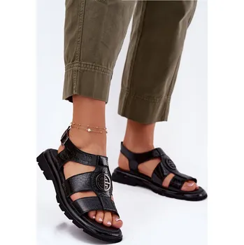 Dámské sandále Kožené dámské sandály lakované s ozdobným detailem Artiker 56C0691 Barva: Černá, Velikost: 41