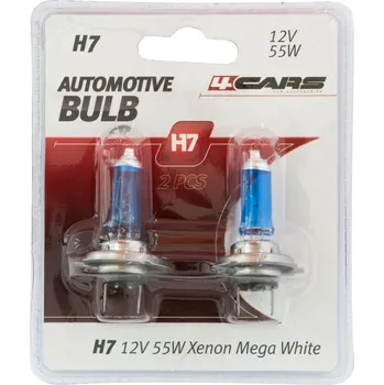 Autožárovka 4CARS 12V H7 55W Xenon Mega White 2ks (dvojitý blistr)