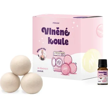 Úklid pro klid Vlněné koule do sušičky - bílé - 3 ks Vůně: Tea tree