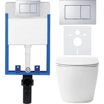 WC sada CERANO Podomítkový WC set Verde bílá lesklá WC tlačítko Classic, chrom k zazdění