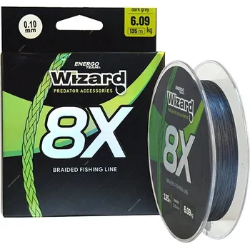 WIZARD - Pletená šňůra 8X Dark Grey 0,28 mm 23,73 kg 135 m