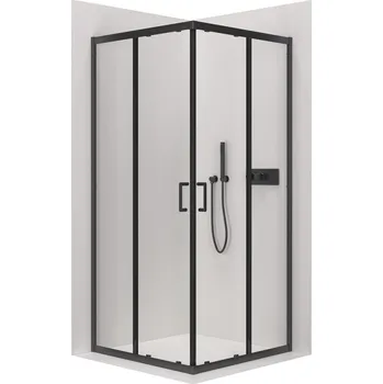 Sprchový kout Fabrizio L/P + FastInstall - černá matná, transparentní sklo - 100x100 cm - posuvný