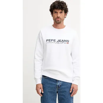 Pánská mikina Mikina Pepe Jeans pánská, bílá barva, s potiskem, PM5800029 00X, vel. M