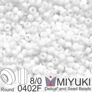 Korálek Korálky Miyuki Round 8/0. Barva 0402F Matte White. Balení 5g