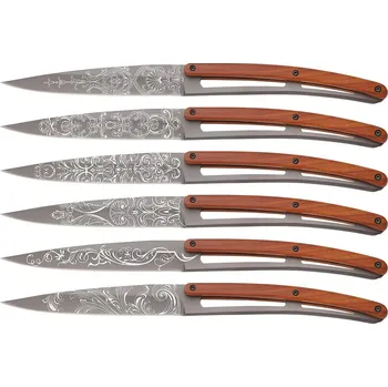 Kuchyňský nůž Deejo 6FB106 Tattoo sada 6 příborových nožů,světle šedý povrch,coralwood,Grand Siecle