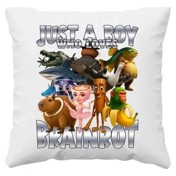 Žertovný předmět Just a boy who loves brainrot - polštář s potiskem- Tričkový.cz