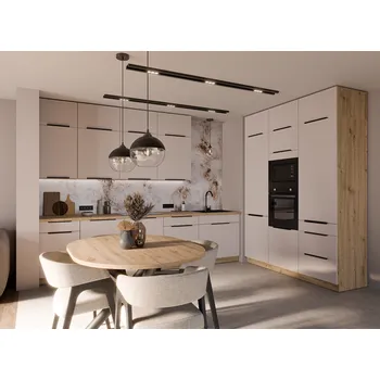 Kuchyňská linka Kuchyňská linka Solea, sestava D, š.310 +180 x v.246 cm, kašmír/dub artisan