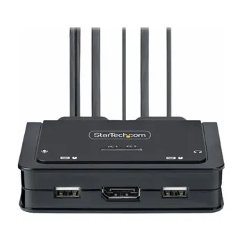 Kabel do PC StarTech.com 2-Port USB-C Cable KVM Switch, 4K 60Hz DisplayPort Output, Compact KVM with 4ft/1.2m USB Type-C/Audio Integrated Cables, Bus Powered - Remote Push-Button/Hotkey Switching (C2-D46-UC2-CBL-
