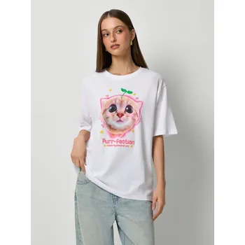 Dámská móda Tričko s&nbsp;potiskem - XL - House - bílý - 632GV-00X