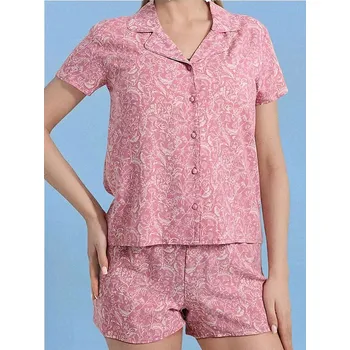 Dámské tričko Sinsay - Dvoudílná pyžamová souprava - růžová - 223FM-30X - 223FM-30X-XS
