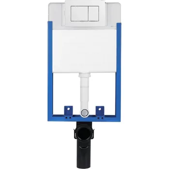 WC sada CERANO - Kompletní podomítkový WC set Cesso - bílá lesklá - WC tlačítko Classic, bílé - k zazdění