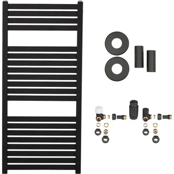 Radiátor CERANO - Koupelnový radiátorový set Vincenzo - ústřední výtápění - boční připojení 50 mm - 300W - bílá matná - 970x450 mm