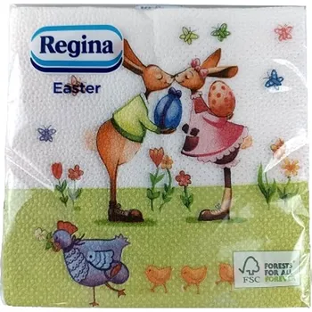 Papírový kapesník Regina Papírové ubrousky 1 vrstvé 33 x 33 cm 20 kusů Velikonoční líbající se zajíčci