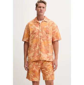 Pánská košile Džínová košile Napapijri G-Talla pánská, oranžová barva, relaxed, s klasickým límcem, NP0A4IDJFED1 22X, vel. M