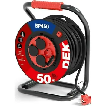 Kabel prodlužovací gumový na bubnu s pevným středem DEK BP450 50 m 1,5 mm2 IP 44