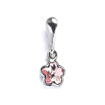 Přívěsek Zlatý přívěšek kytička , bílé zlato , Swarovski krystal light rose - P 1297/22 (Zlatý přívěsek kytička)