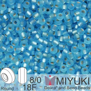 Korálek Korálky Miyuki Round 8/0. Barva 18F Matte Silverlined Aqua. Balení 5g