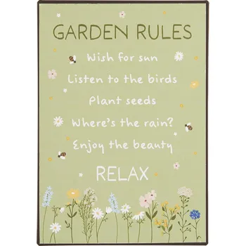Plechová cedule Ib Laursen Plechová cedule Garden Rules