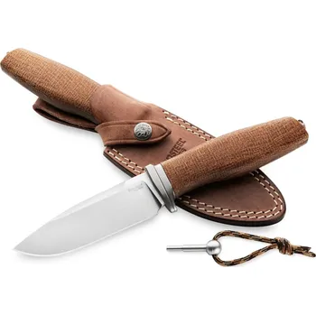 Multifunkční nůž Nůž s pevnou čepelí LionSteel Acha-Natural Burlap AH BLN čepel M390,rukojeť micarta,pouzdro
