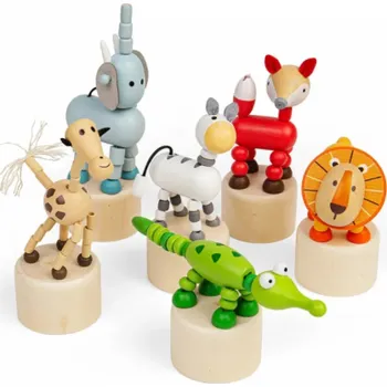 Dřevěná hračka Bigjigs Toys Dřevěná mačkací zvířátka Safari 1 ks