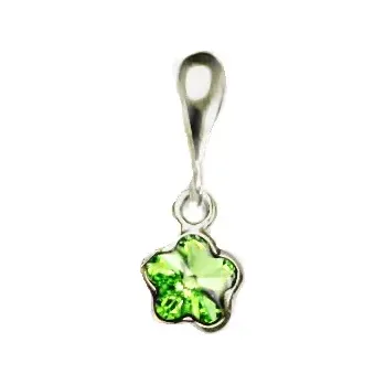 Přívěsek Zlatý přívěšek kytička , bílé zlato , Swarovski krystal peridot - P 1297/22 (Zlatý přívěsek kytička)