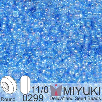 Korálek Korálky Miyuki Round 11/0. Barva 0299 Pale Sapphire AB. Balení 5g.