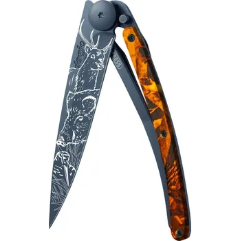 kapesní nůž Kapesní nůž Deejo 1GM030 Tattoo Black 37g orange camo Hunting Scene