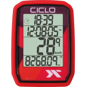 Tachometr CICLOSPORT Computer CicloSport Protos 105 drátový barva červená