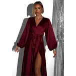 Vínové elegantní šaty WOMAN s dlouhým rukávem Velikost: ONESIZE