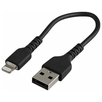 Datový kabel StarTech.com 15cm(6 in) Durable Black USB-A to Lightning Cable, Heavy Duty Rugged Aramid Fiber USB Type A to Lightning Charger/Sync Power Cord, Apple MFi Certified iPad/iPhone 12 Pro Max - iPhone 7/8/