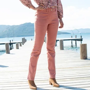 Dámské kalhoty Rovné kalhoty s našitými kapsami růžové dřevo 36