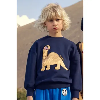 Chlapecká mikina Dětská bavlněná mikina Mini Rodini Dino 25720116 námořnická modř 59X, vel. 140-146