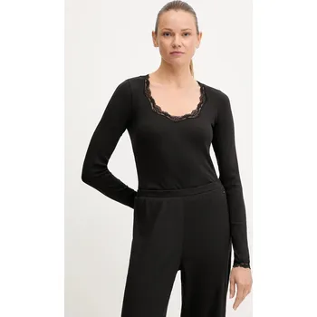 Pyžamové tričko s dlouhým rukávem Tommy Hilfiger černá barva, UW0UW06071 99X, vel. L