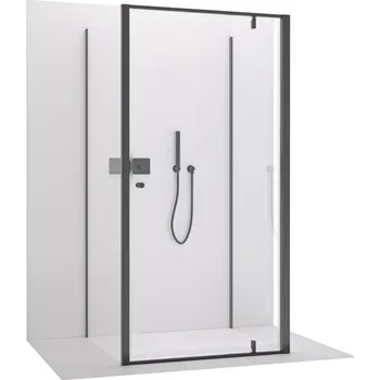 CERANO - Sprchový kout Ferri U L/P - 6 mm - černá matná, transparentní sklo - 100x100 cm - křídlový