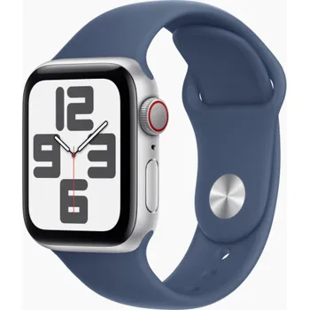 Módní doplněk Apple Watch SE GPS + Cellular 44mm Silver Aluminium Case with Denim Sport Band - S/M