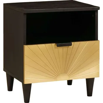 Ložnice Noční skříňka se zásuvkou Černá a zlatá 40 x 33 x 46 cm