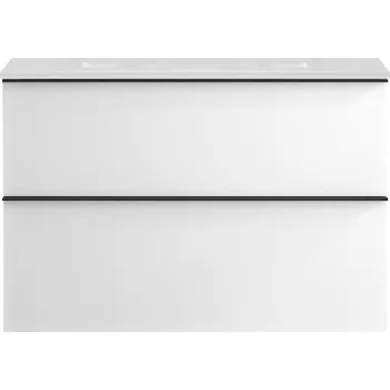 Koupelnový nábytek CERANO - Koupelnová skříňka pod umyvadlo s úchytkou Velora - bílá matná, černá úchytka - 70x49,8x46 cm