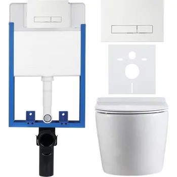 WC sada CERANO Podomítkový WC set Felci bílá lesklá WC tlačítko Slim, bílé k zazdění CER-8050BD59