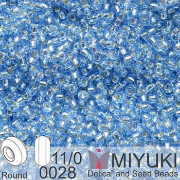 Korálek Korálky Miyuki Round 11/0. Barva 0028 Silverlined Cornflower Blue. Balení 5g.