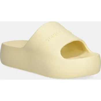 Dámské pantofle Pantofle Tommy Jeans CHUNKY POOL SLIDE ESS dámské, žlutá barva, na platformě, EN0EN02879 11X, EUR 35/36