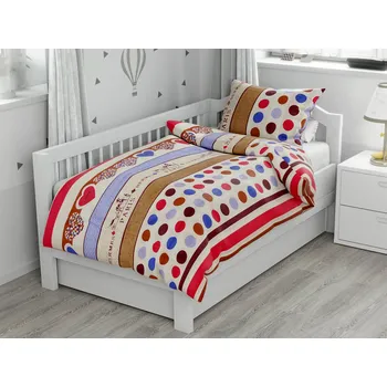 Povlečení Bavlněné povlečení do postýlky SRDÍČKA A PUNTÍKY krémové, polštář 38 x 50 cm, peřinka 100 x 140 cm, gramáž 135 g/m2