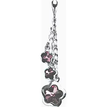 Šperk Stříbrný přívěšek kytičky , Swarovski krystaly fuchsie -P 1297/3/22 (Swarovski krystal 6x6 mm a 10x10 mm)